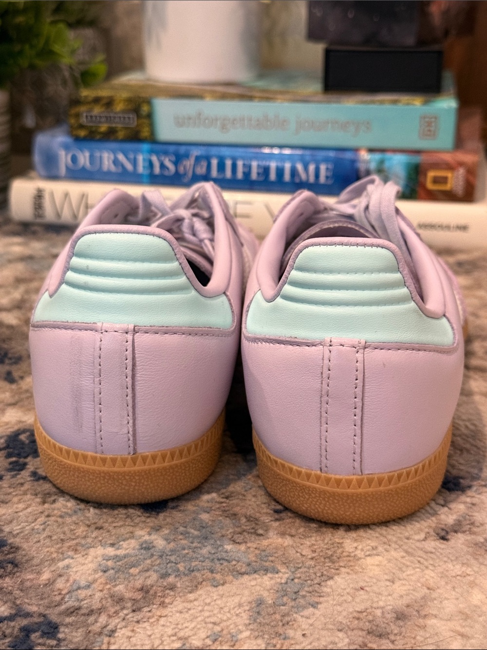 LIKE NEW: Adidas Lavender/Turquoise Samba OG Women's Sneakers - Picture 4 of 6